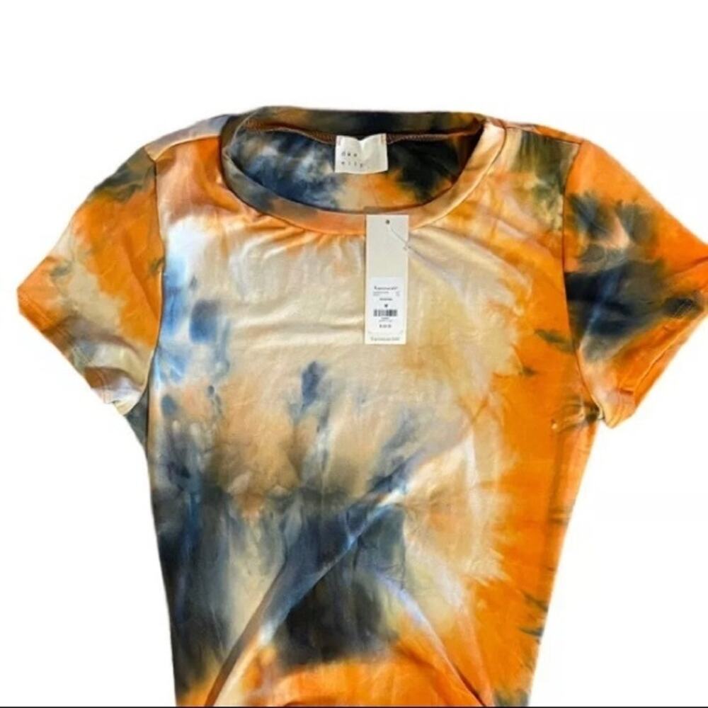 Dress women's Tie Dye Runched Bodycon stretchy Mini Dress Large tee shirt style - Picture 3 of 6